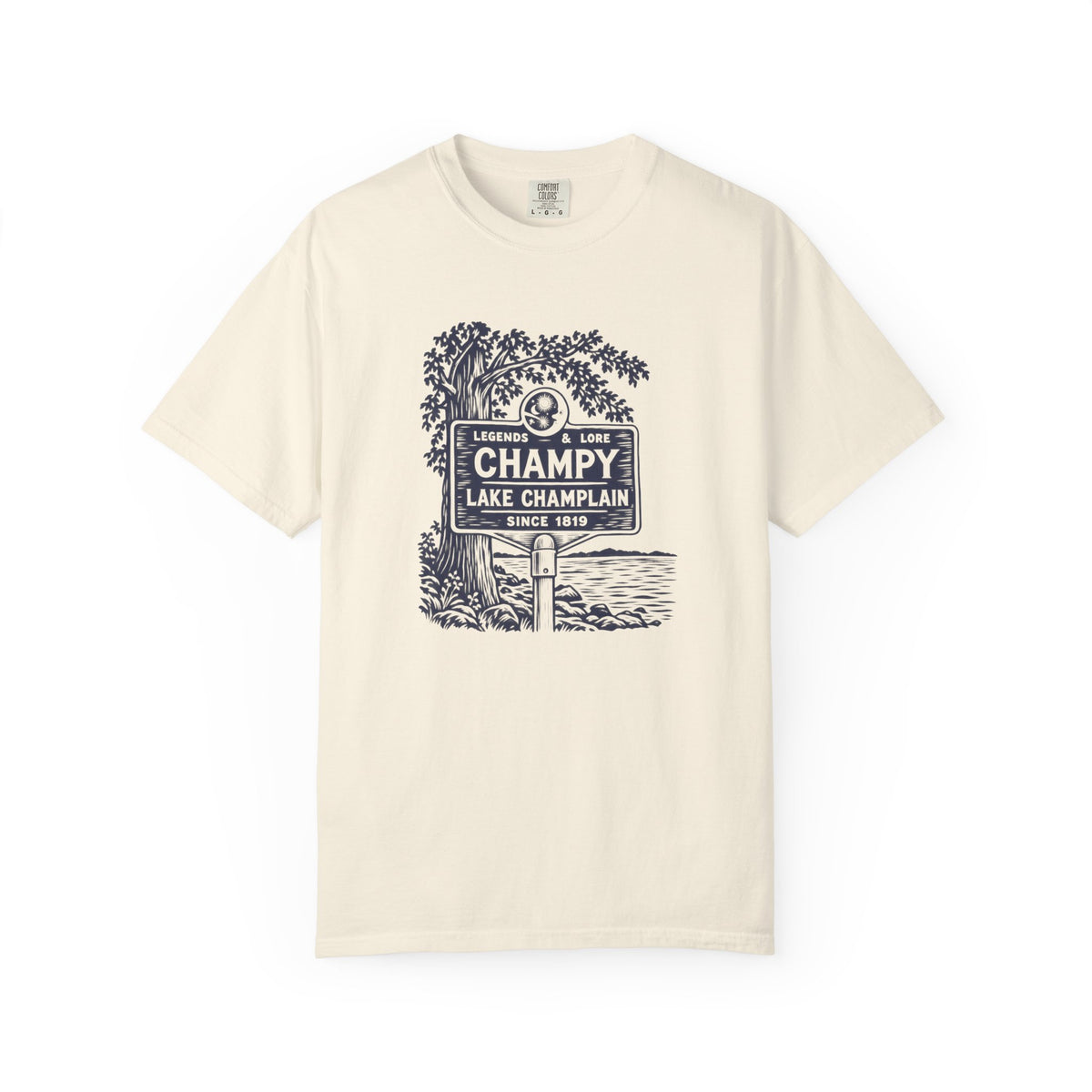 Lake Champlain "Champy" Tee — Vintage Mermaid/Nessie Sign Graphic T-Shirt