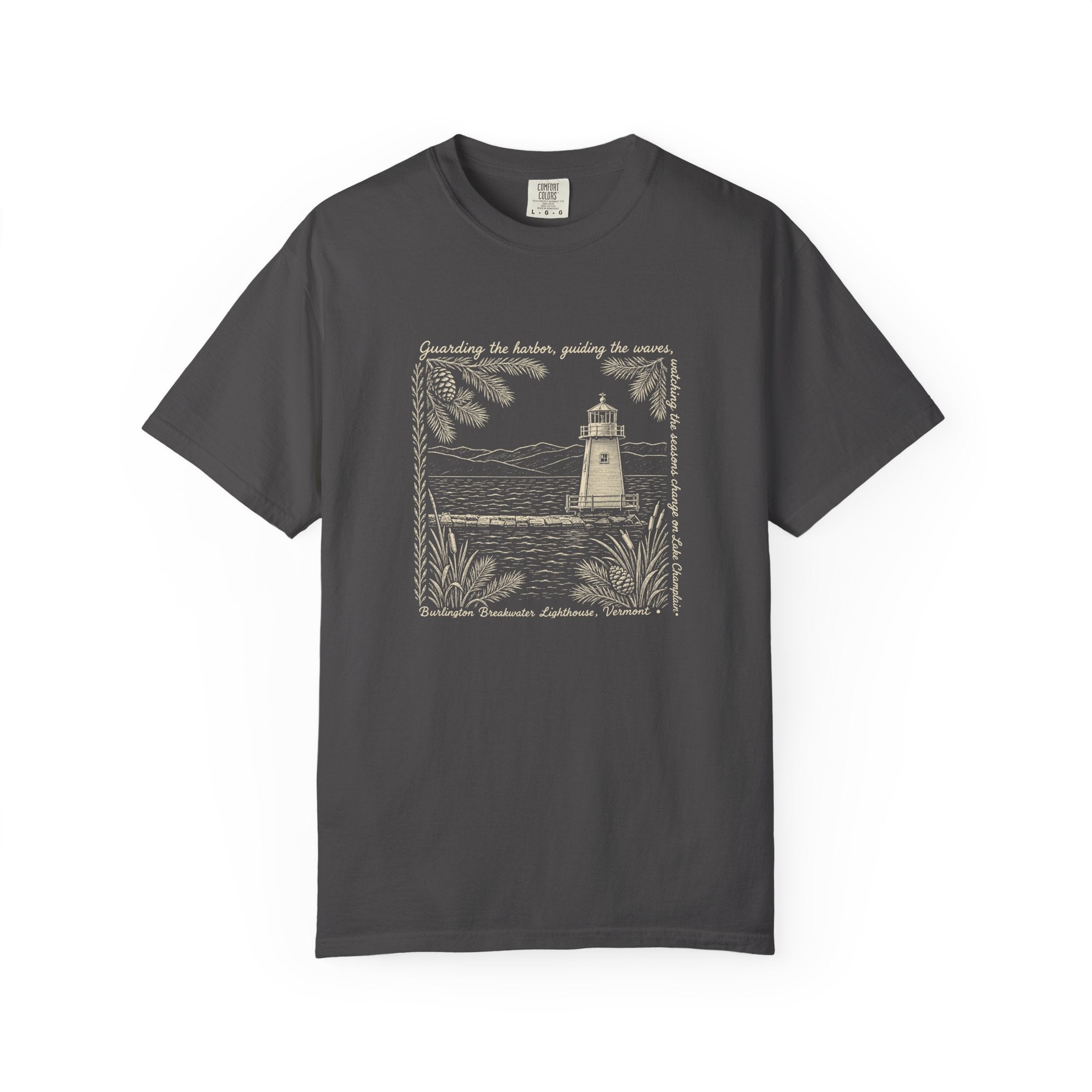 Lighthouse Lake Champlain Graphic T-Shirt — 'Guarding the Harbor' Nautical Tee