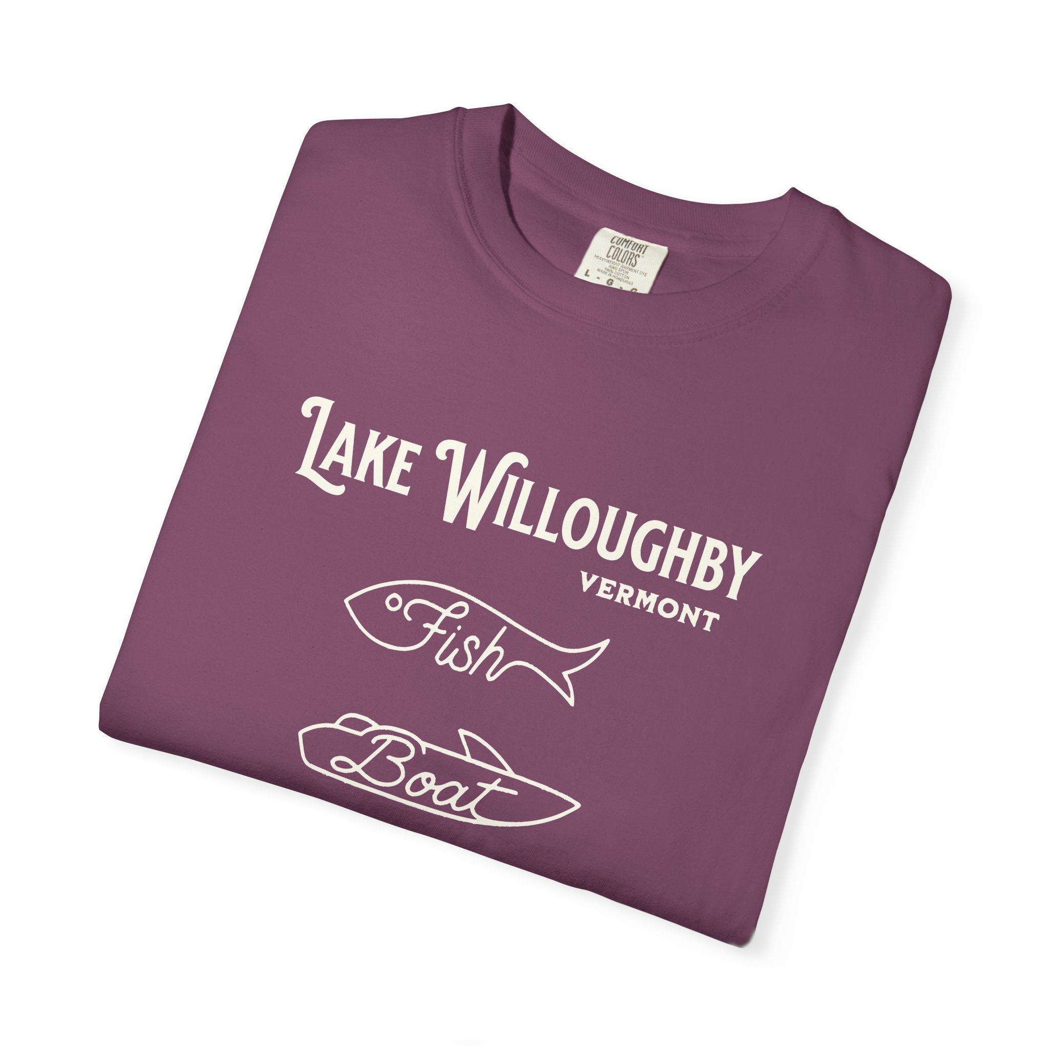 Lake Willoughby Vermont "Fish • Boat • Swim" T-Shirt