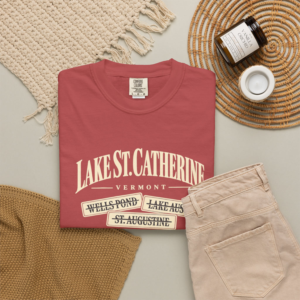 Lake St. Catherine Vermont T‑Shirt — 'What's In A Name?' Vintage Lakeside Tee