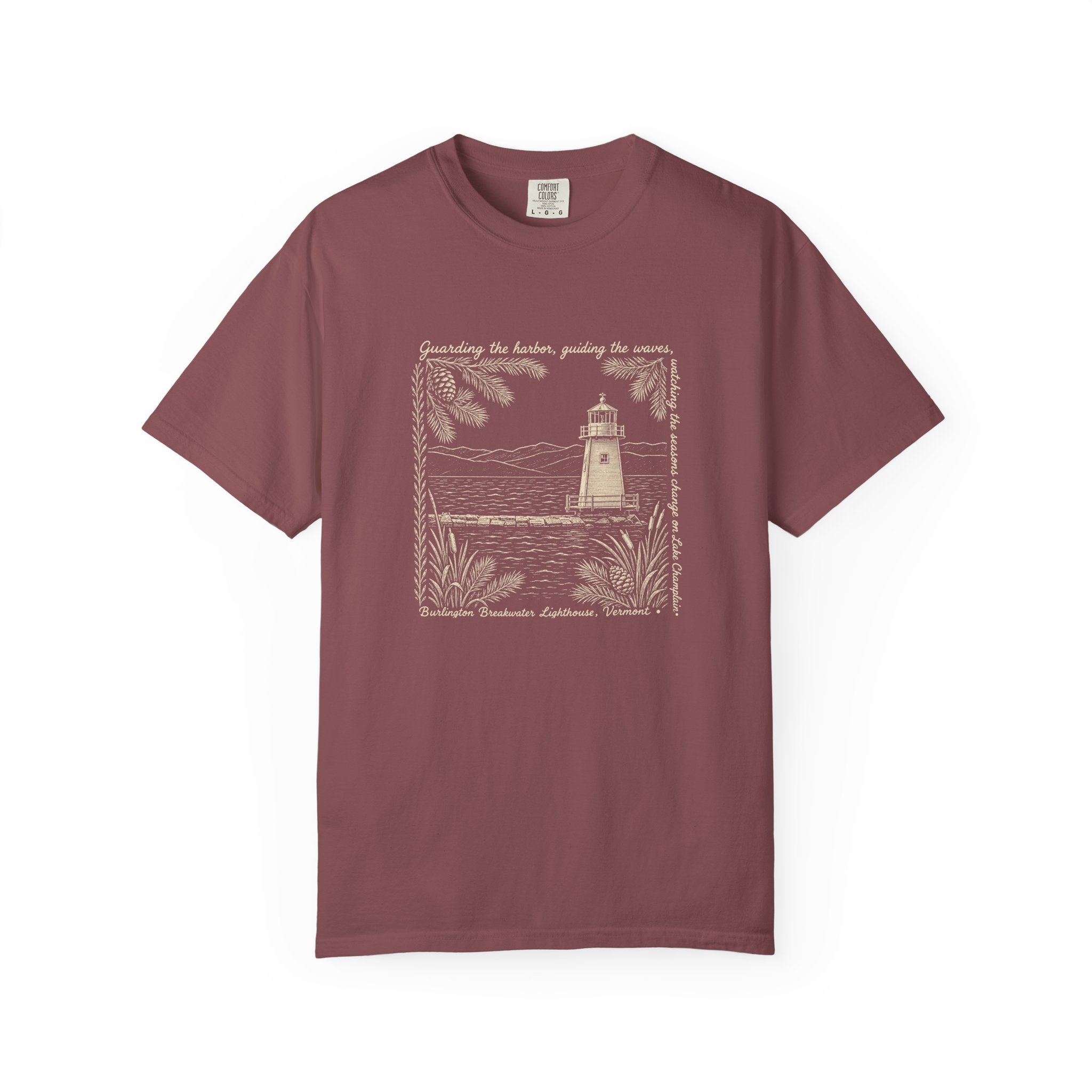 Lighthouse Lake Champlain Graphic T-Shirt — 'Guarding the Harbor' Nautical Tee