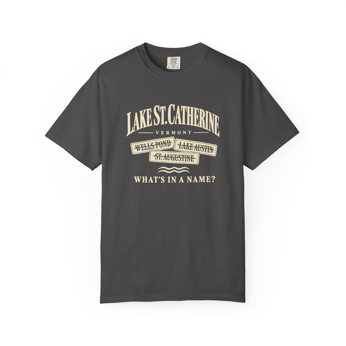 Lake St. Catherine Vermont T‑Shirt — 'What's In A Name?' Vintage Lakeside Tee