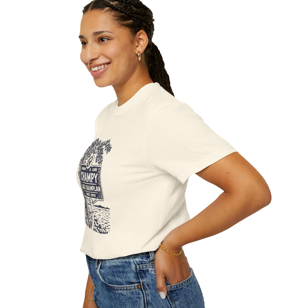 Lake Champlain "Champy" Tee — Vintage Mermaid/Nessie Sign Graphic T-Shirt