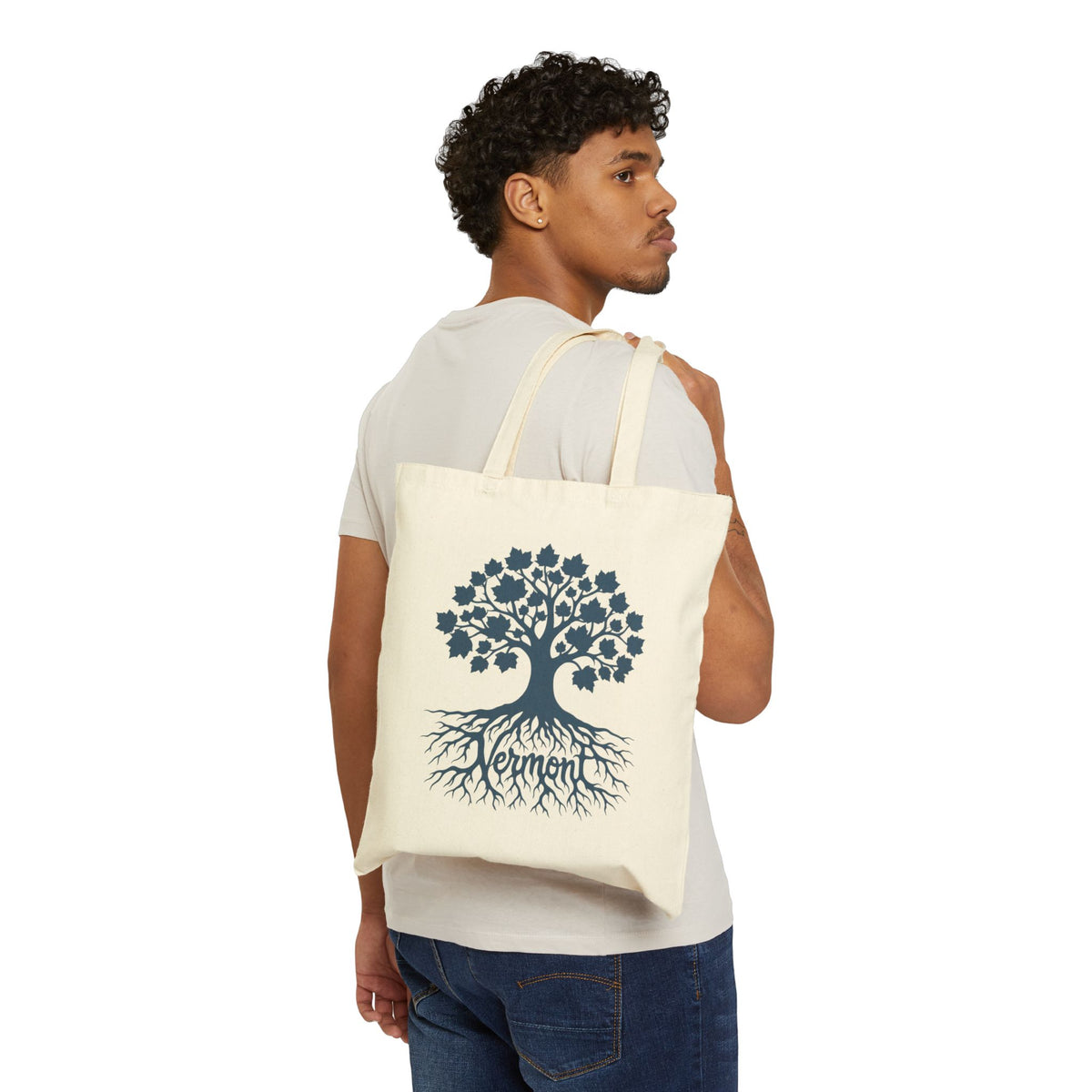Vermont Tree of Life Canvas Tote Bag – Eco-Friendly Farmer's Market Bag
