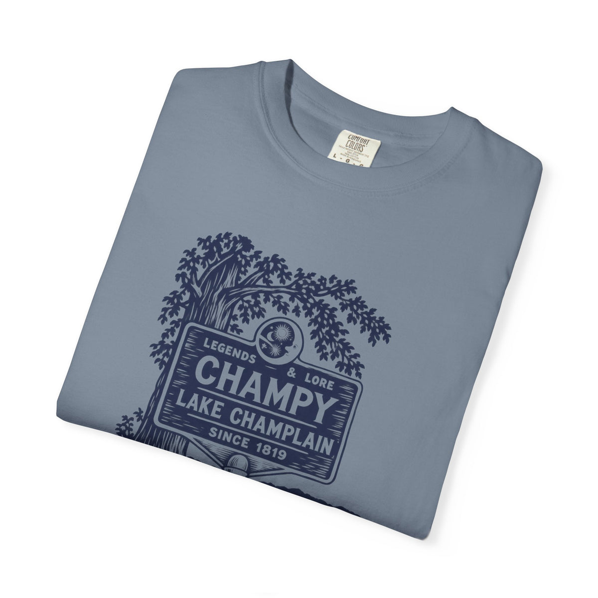 Lake Champlain "Champy" Tee — Vintage Mermaid/Nessie Sign Graphic T-Shirt