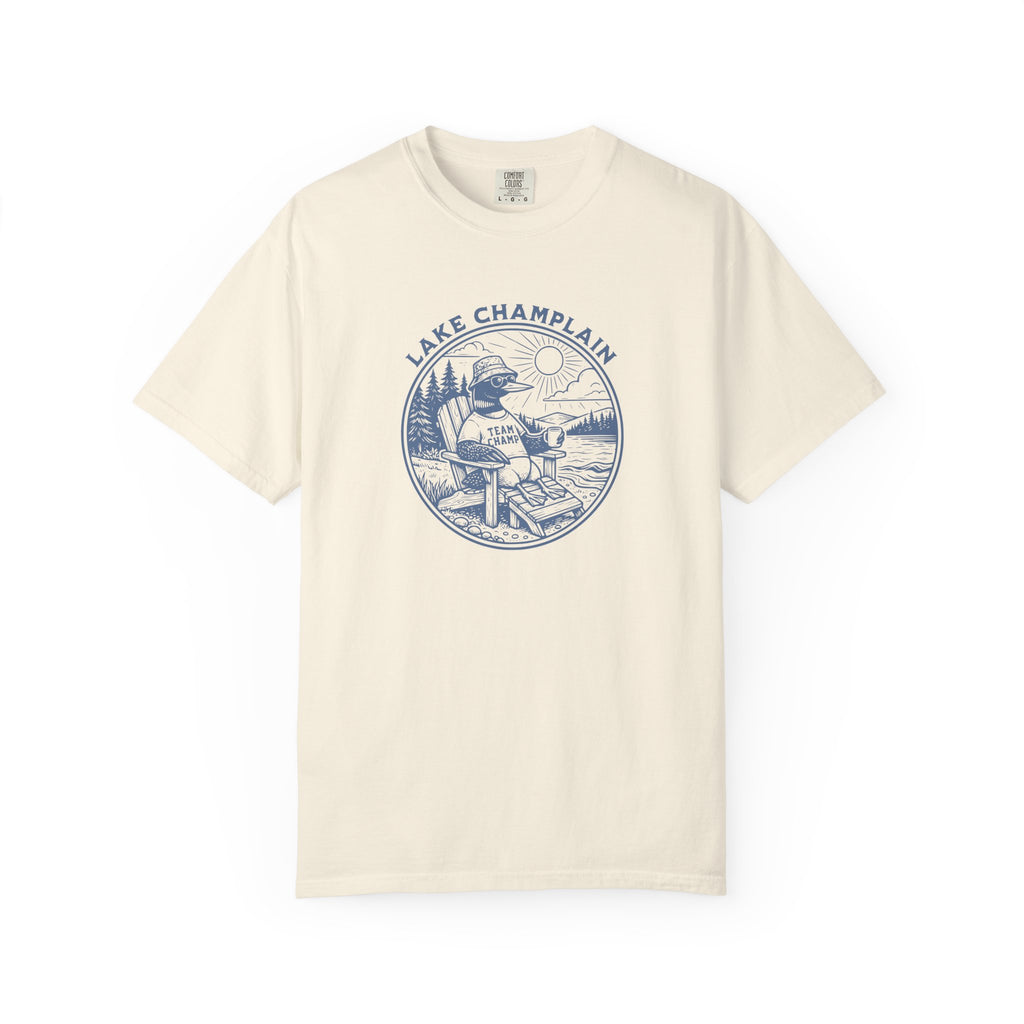 Lake Champlain T-Shirt | Vermont Loon Graphic Tee | Team Champ Comfort Colors Shirt | Lake House Gif