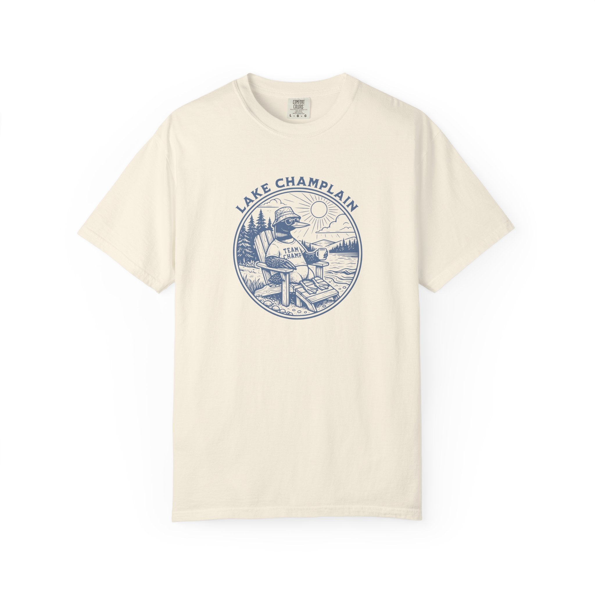 Lake Champlain T-Shirt | Vermont Loon Graphic Tee | Team Champ Comfort Colors Shirt | Lake House Gif