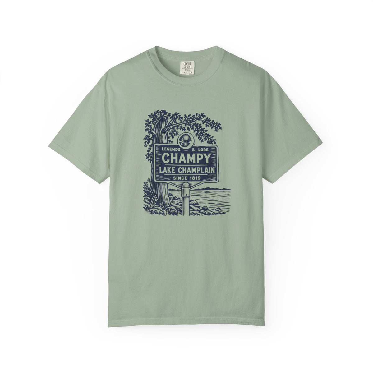 Lake Champlain "Champy" Tee — Vintage Mermaid/Nessie Sign Graphic T-Shirt
