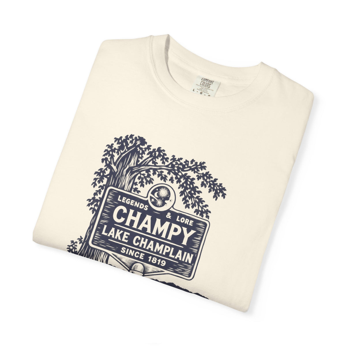 Lake Champlain "Champy" Tee — Vintage Mermaid/Nessie Sign Graphic T-Shirt