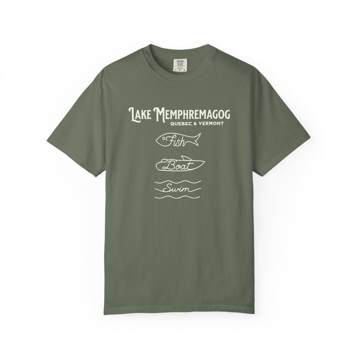 Lake Memphremagog Vermont "Fish • Boat • Swim" T-Shirt