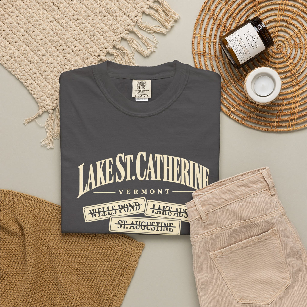 Lake St. Catherine Vermont T‑Shirt — 'What's In A Name?' Vintage Lakeside Tee