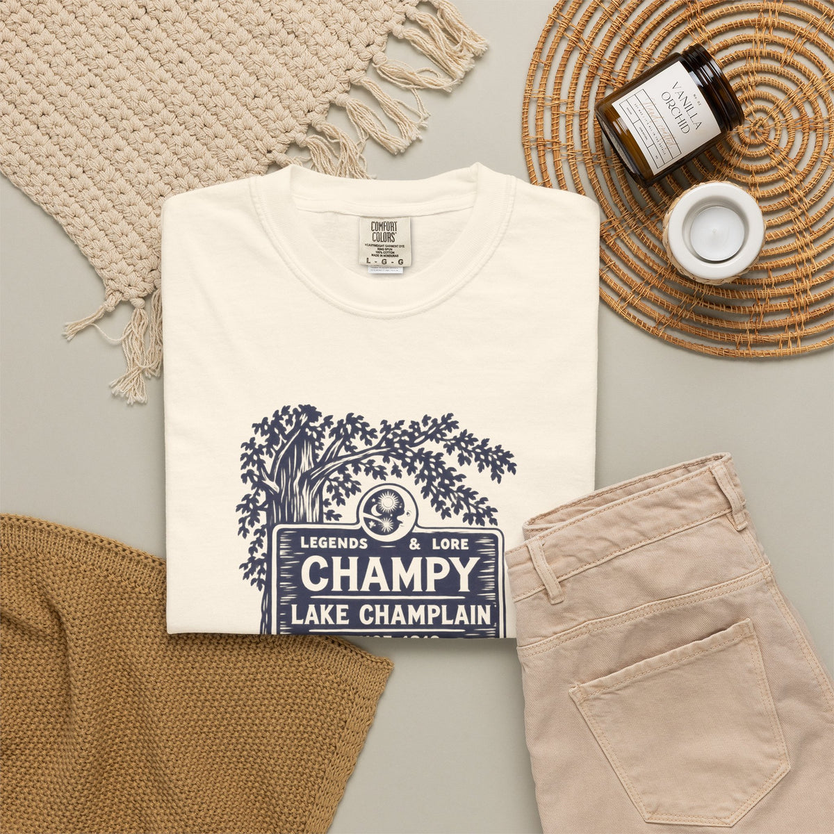 Lake Champlain "Champy" Tee — Vintage Mermaid/Nessie Sign Graphic T-Shirt
