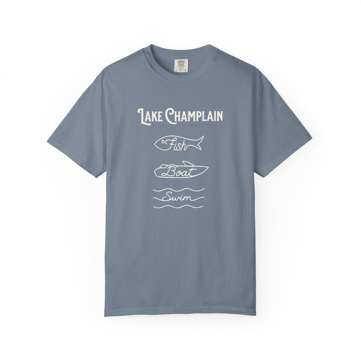 Lake Champlain Vermont "Fish • Boat • Swim" T-Shirt