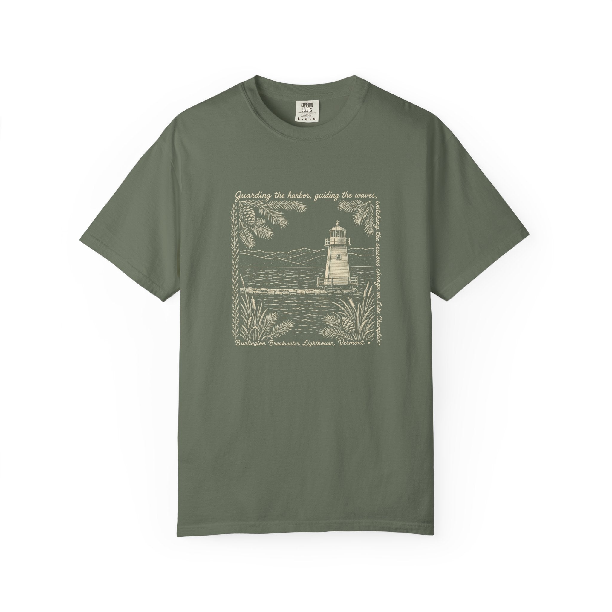 Lighthouse Lake Champlain Graphic T-Shirt — 'Guarding the Harbor' Nautical Tee