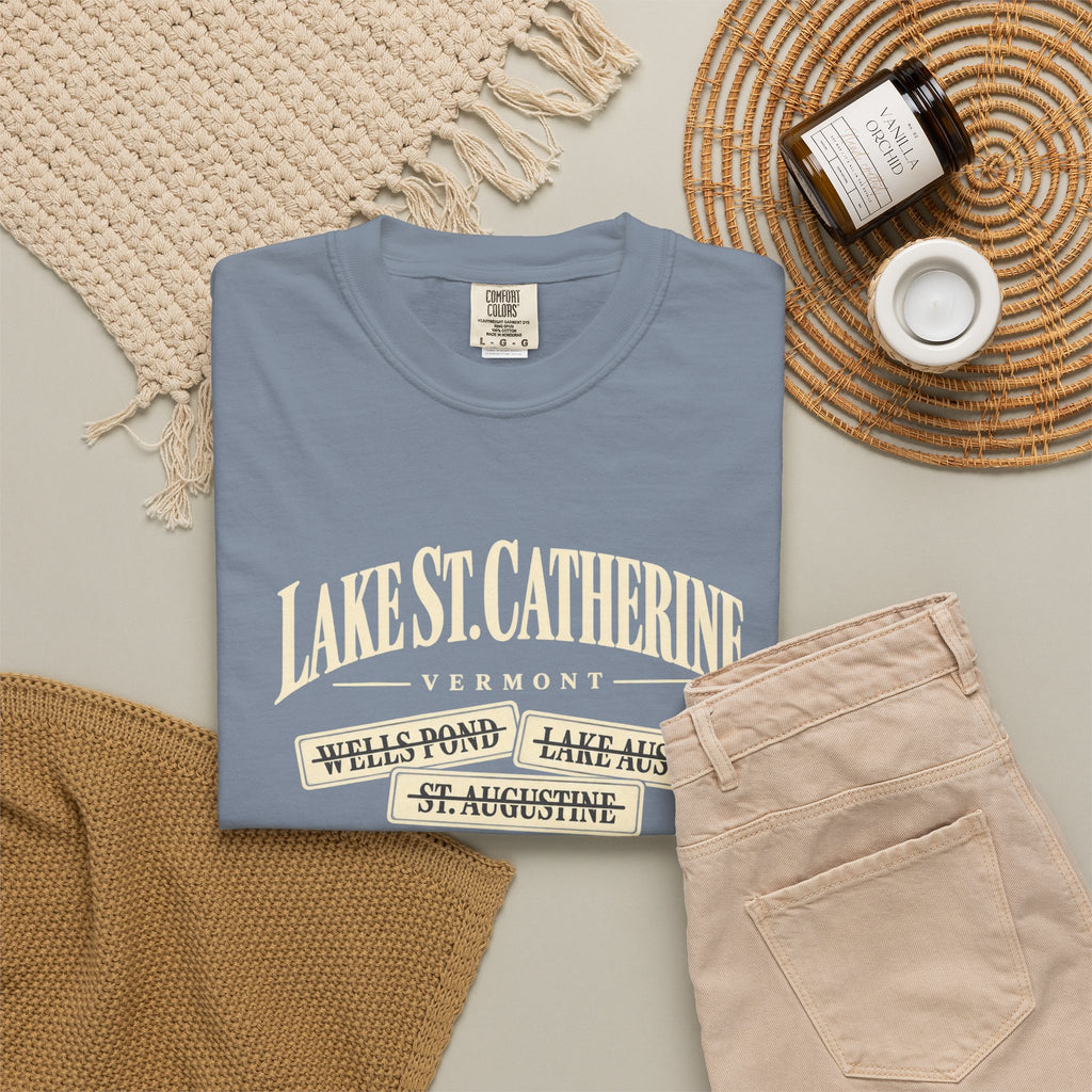 Lake St. Catherine Vermont T‑Shirt — 'What's In A Name?' Vintage Lakeside Tee