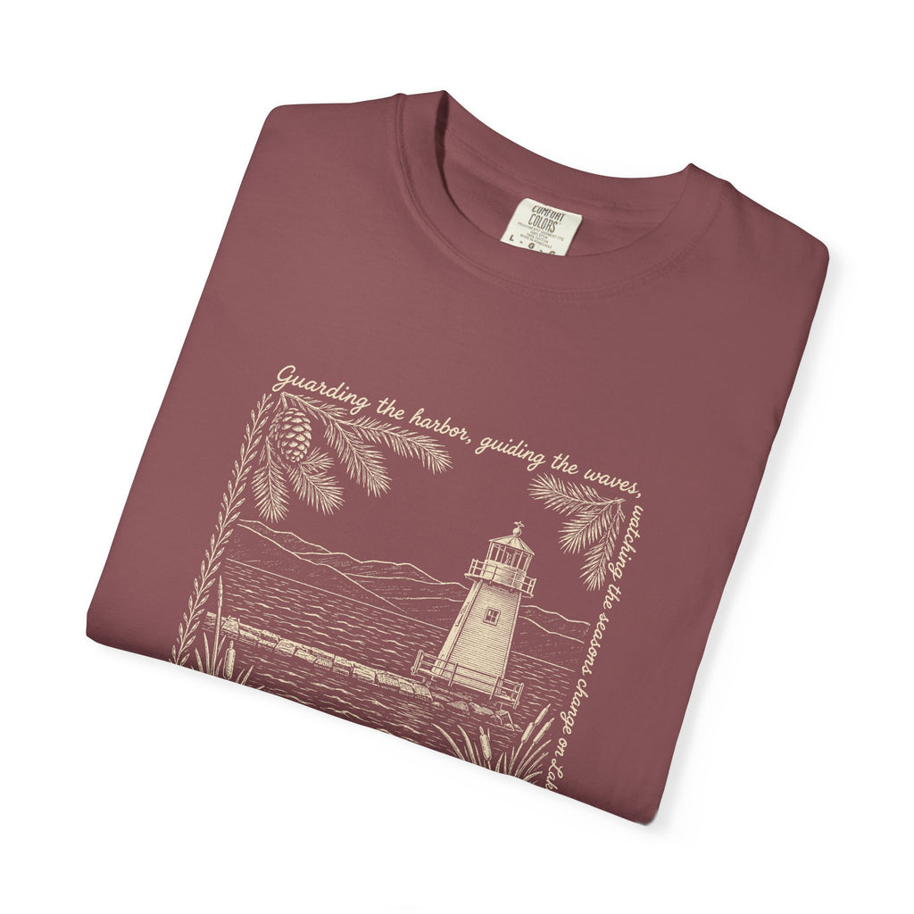 Lighthouse Lake Champlain Graphic T-Shirt — 'Guarding the Harbor' Nautical Tee