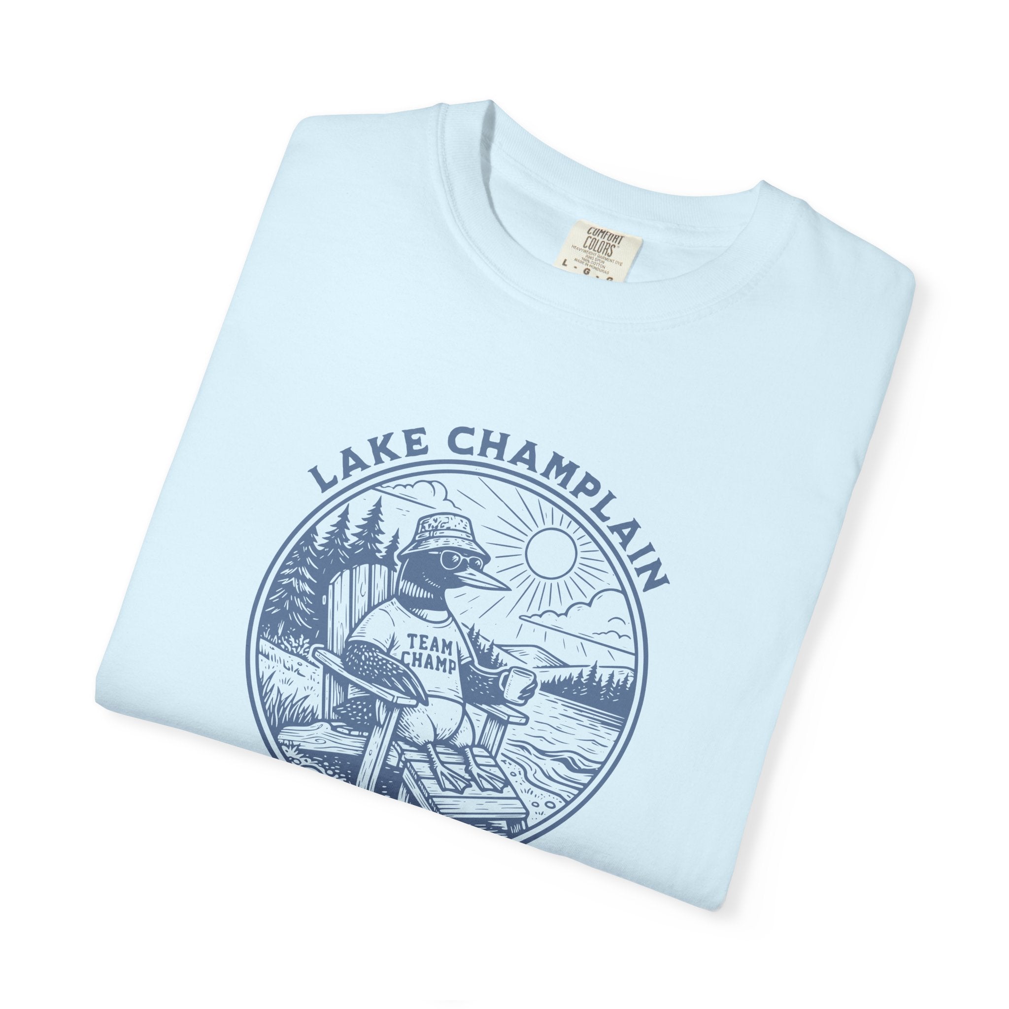 Lake Champlain T-Shirt | Vermont Loon Graphic Tee | Team Champ Comfort Colors Shirt | Lake House Gif