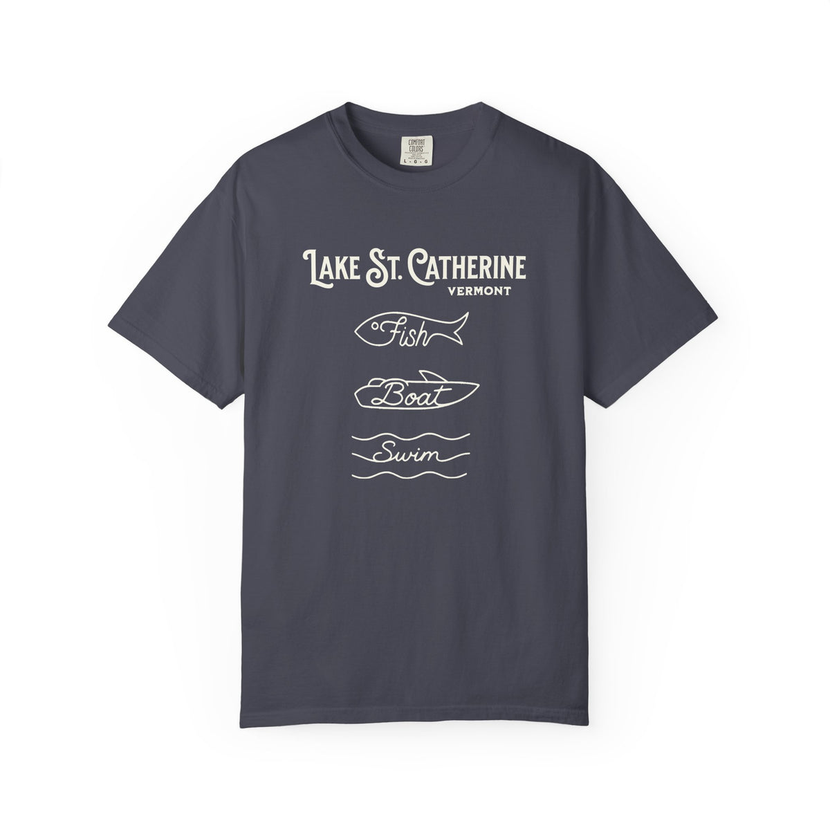 Lake St. Catherine Vermont "Fish • Boat • Swim" T-Shirt
