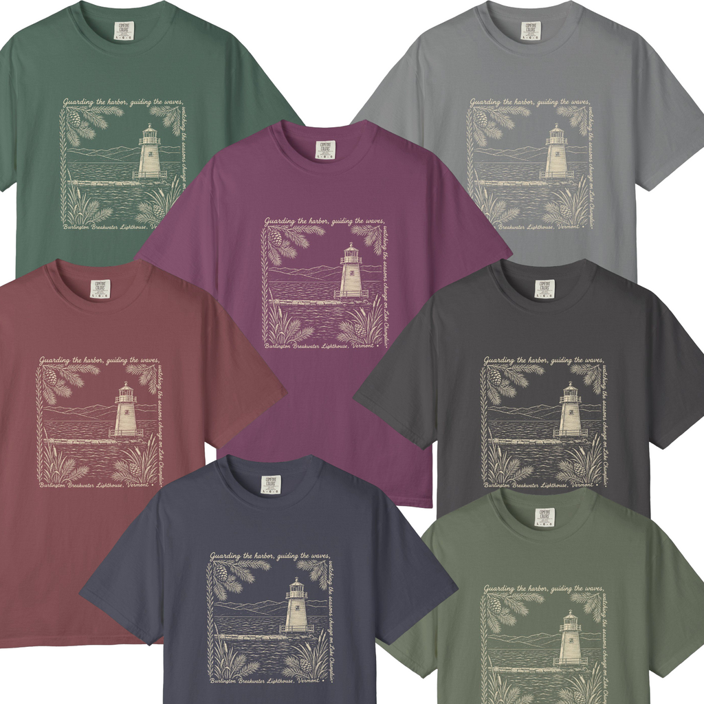 Lighthouse Lake Champlain Graphic T-Shirt — 'Guarding the Harbor' Nautical Tee