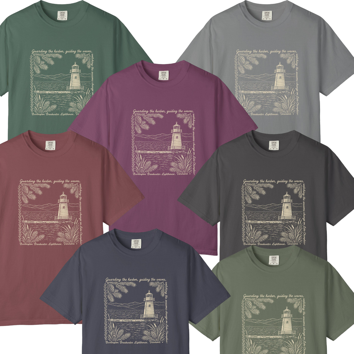 Lighthouse Lake Champlain Graphic T-Shirt — 'Guarding the Harbor' Nautical Tee