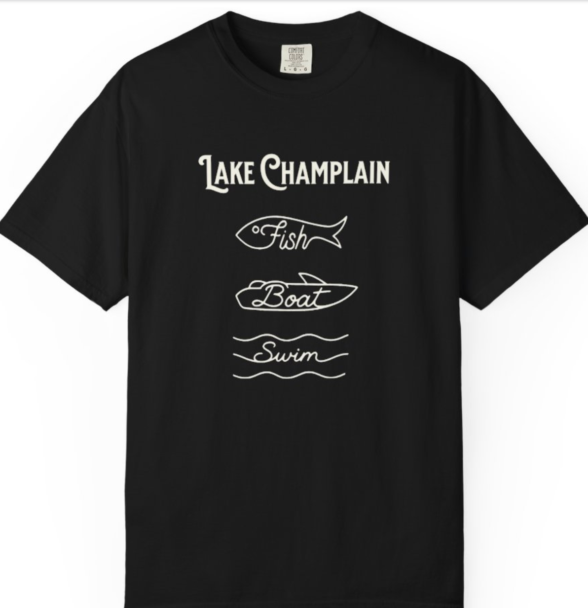 Lake Champlain Vermont "Fish • Boat • Swim" T-Shirt