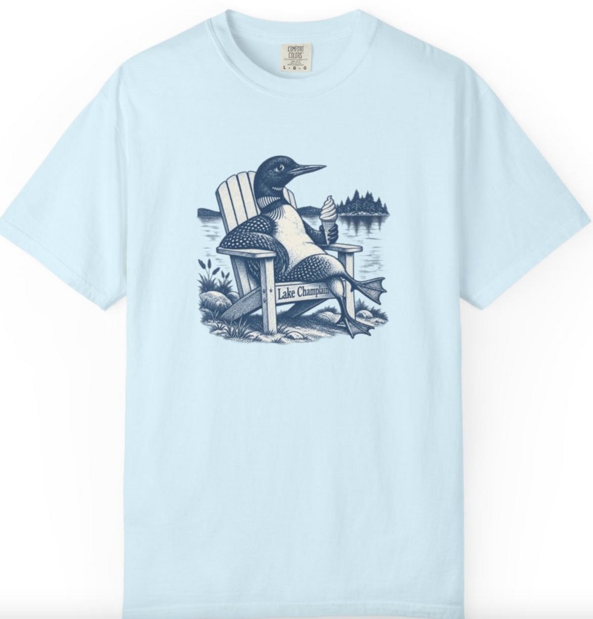 Lake Champlain Lakefront Loon Graphic T-Shirt