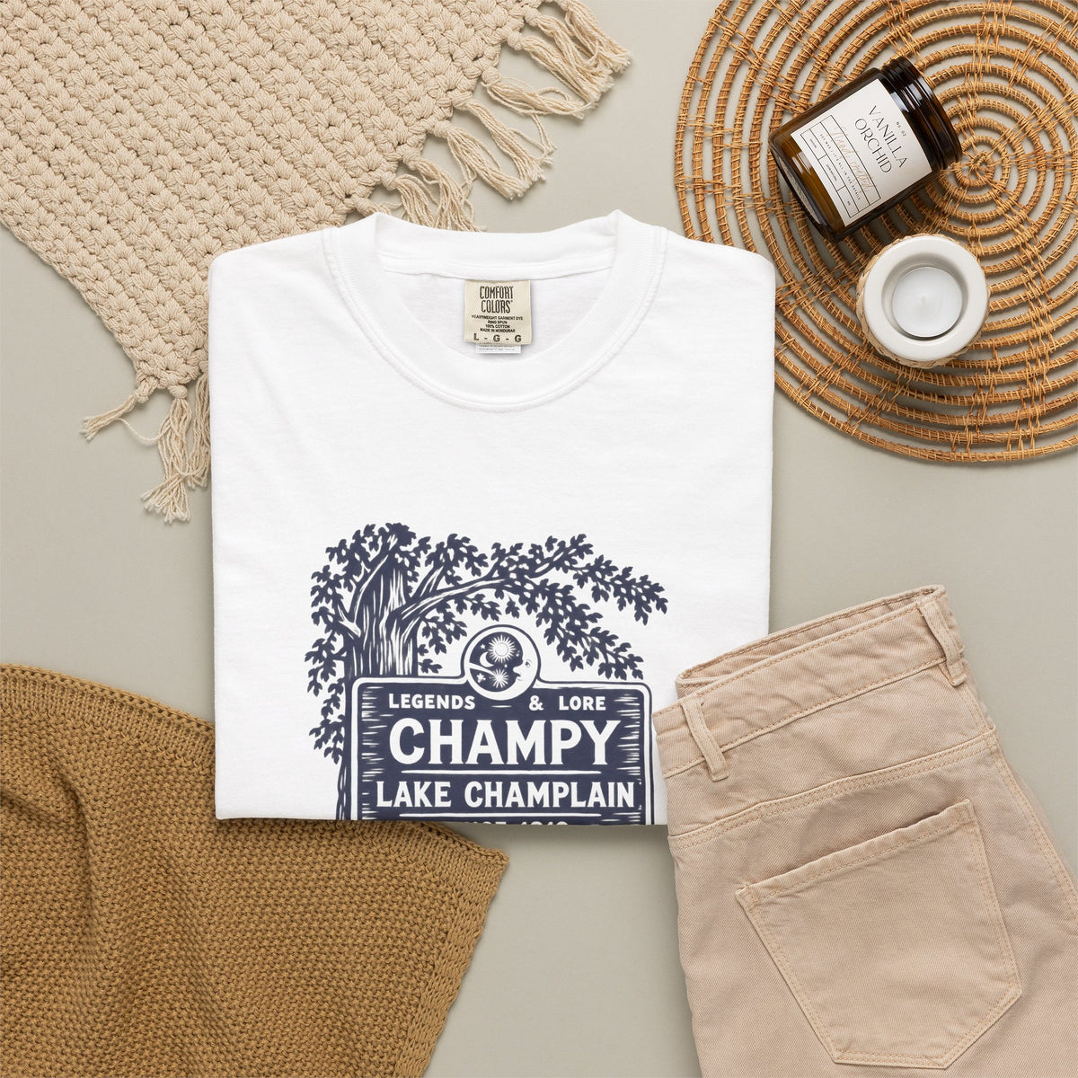 Lake Champlain "Champy" Tee — Vintage Mermaid/Nessie Sign Graphic T-Shirt