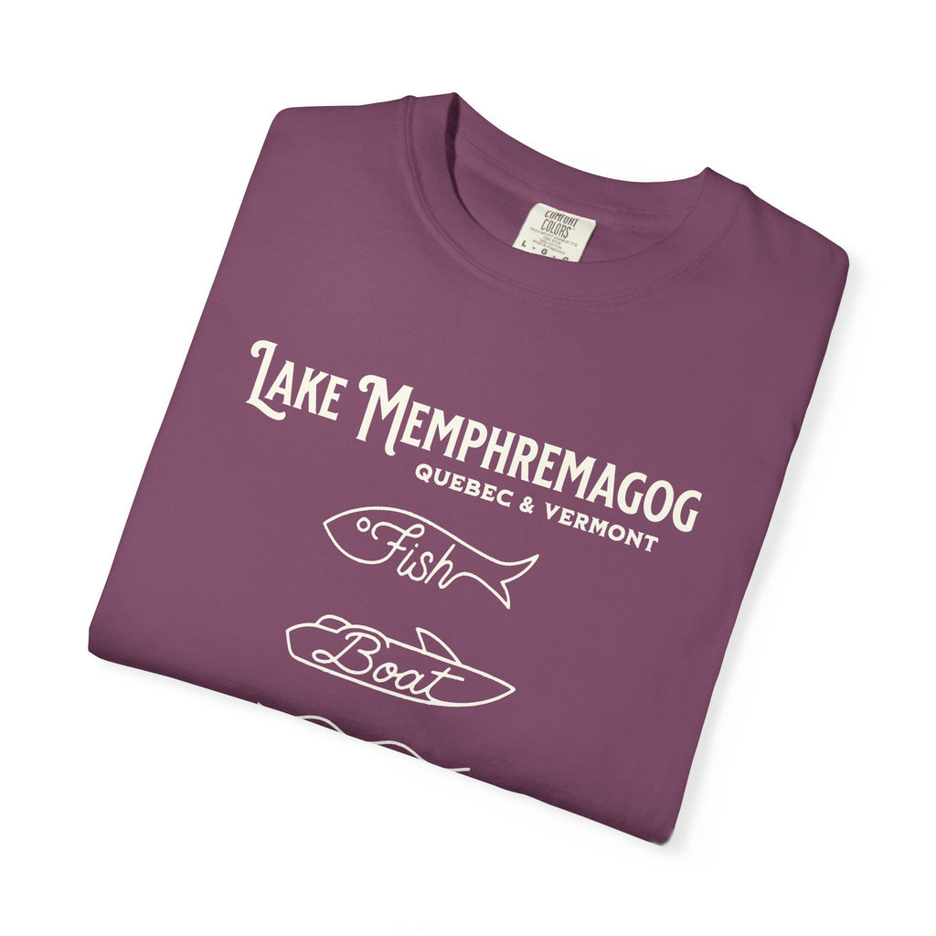 Lake Memphremagog Vermont "Fish • Boat • Swim" T-Shirt