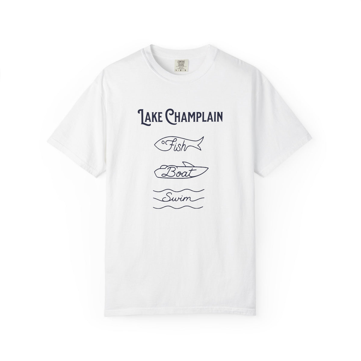 Lake Champlain Vermont "Fish • Boat • Swim" T-Shirt