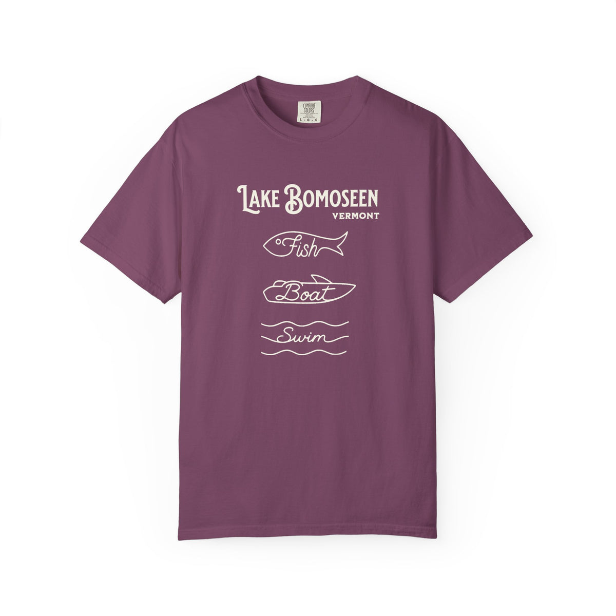 Lake Bomoseen Vermont "Fish • Boat • Swim" T-Shirt