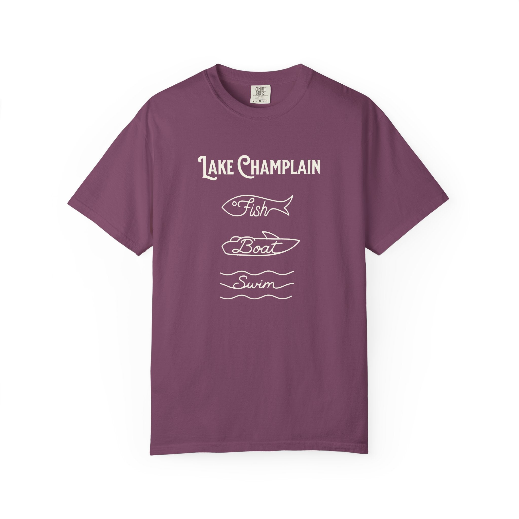 Lake Champlain Vermont "Fish • Boat • Swim" T-Shirt