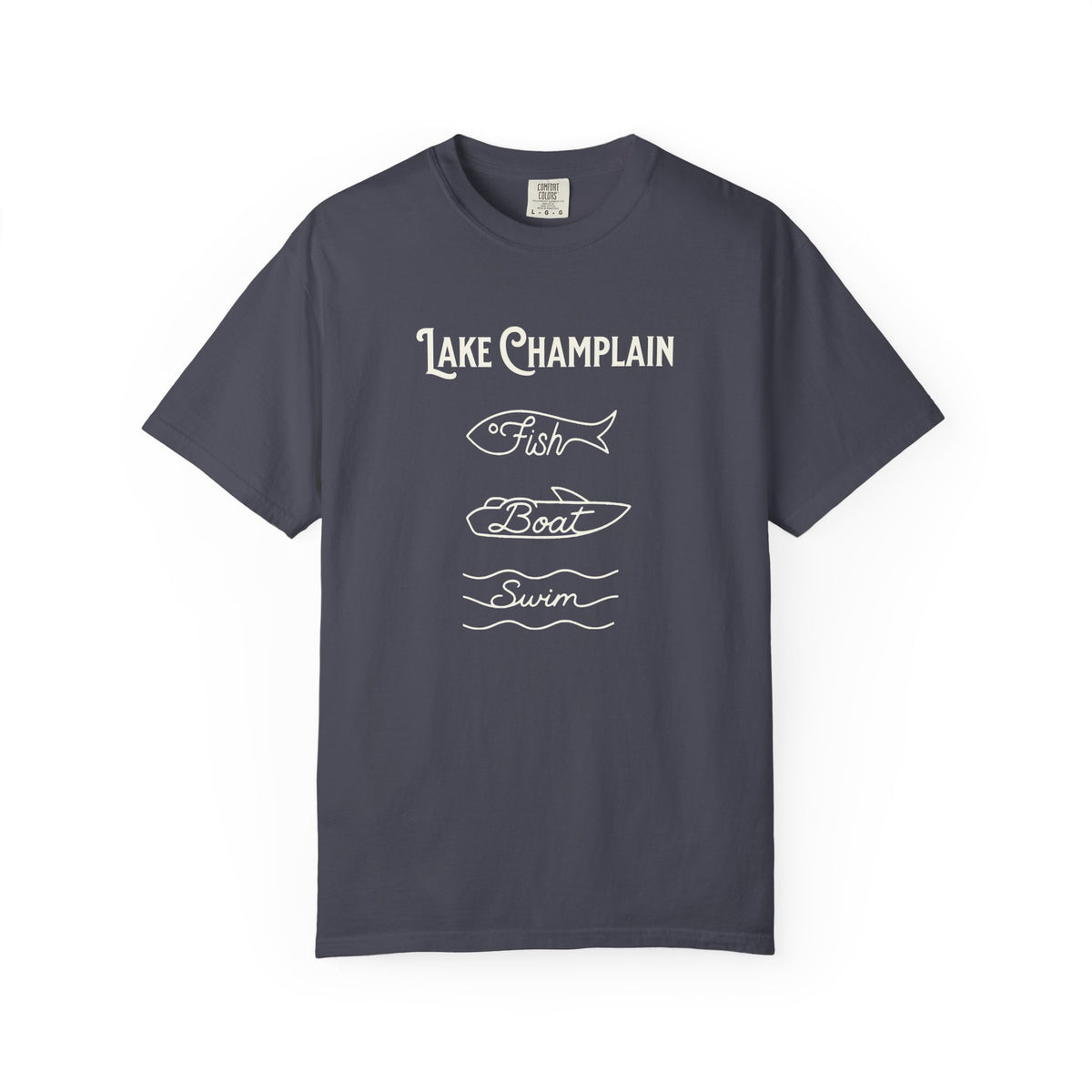 Lake Champlain Vermont "Fish • Boat • Swim" T-Shirt