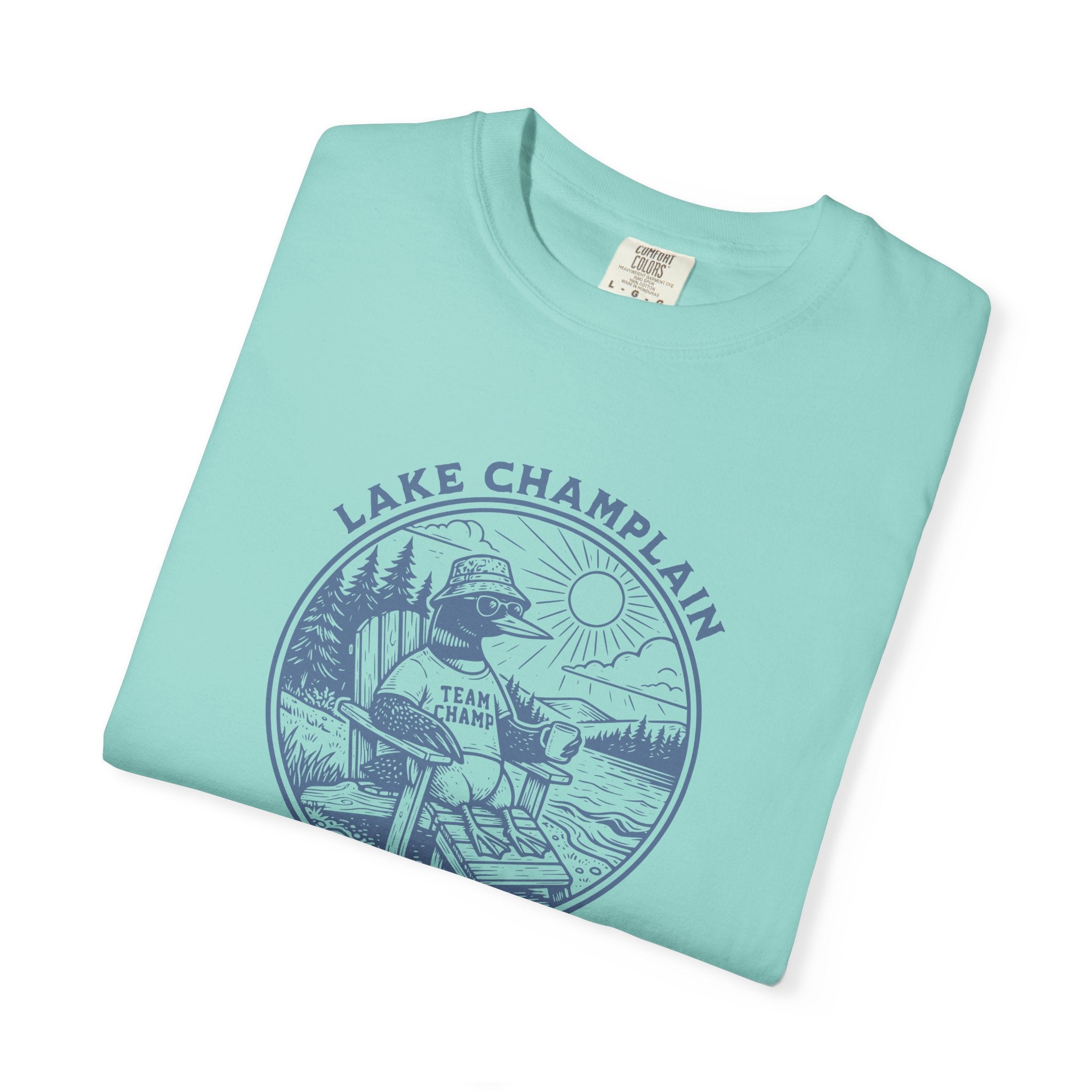 Lake Champlain T-Shirt | Vermont Loon Graphic Tee | Team Champ Comfort Colors Shirt | Lake House Gif