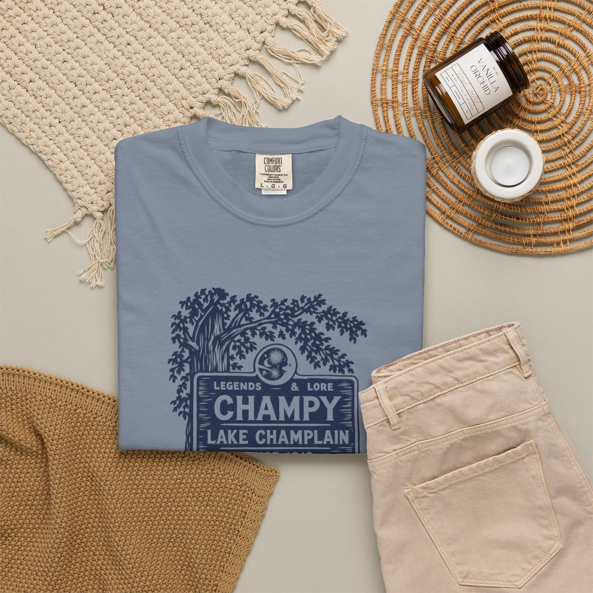 Lake Champlain "Champy" Tee — Vintage Mermaid/Nessie Sign Graphic T-Shirt