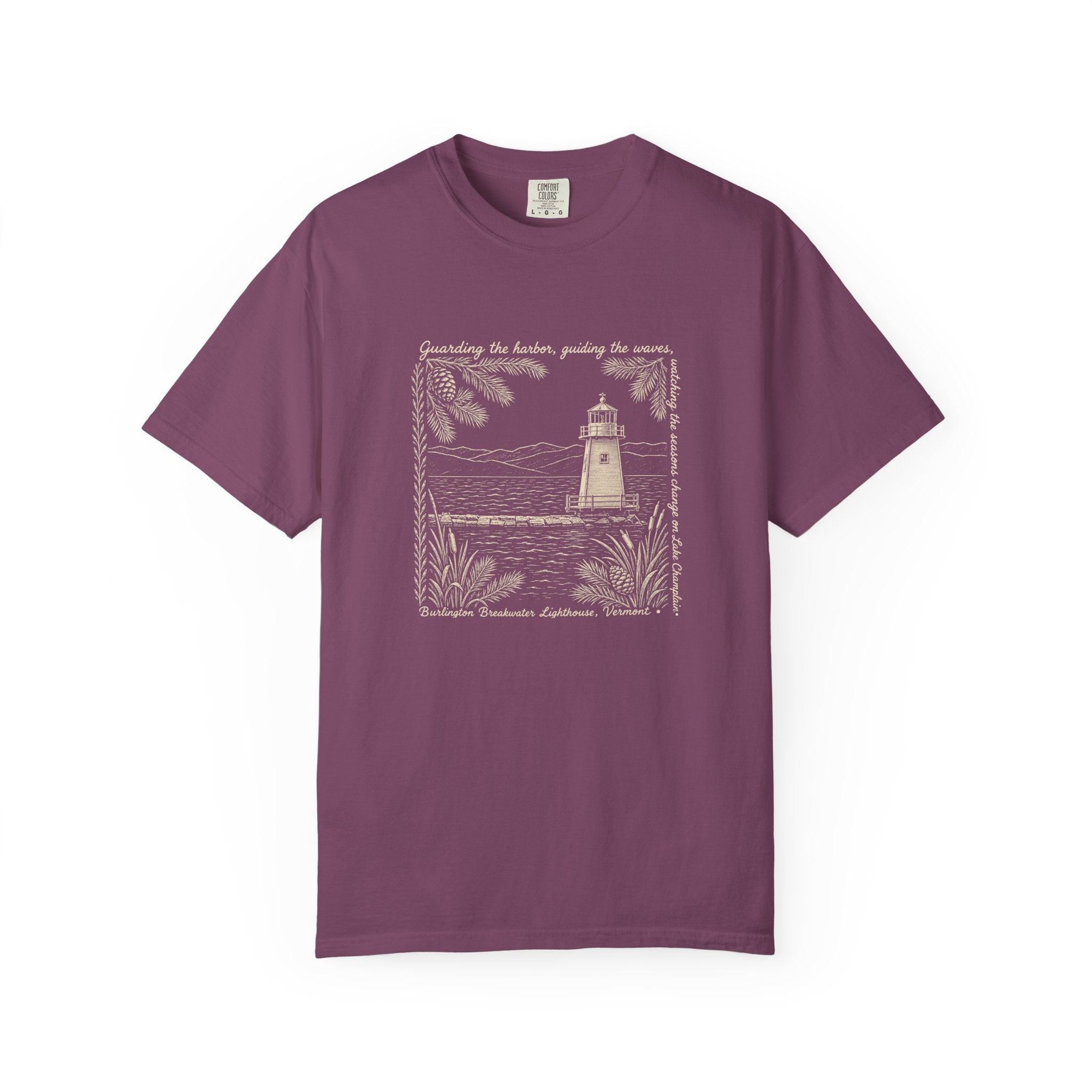 Lighthouse Lake Champlain Graphic T-Shirt — 'Guarding the Harbor' Nautical Tee