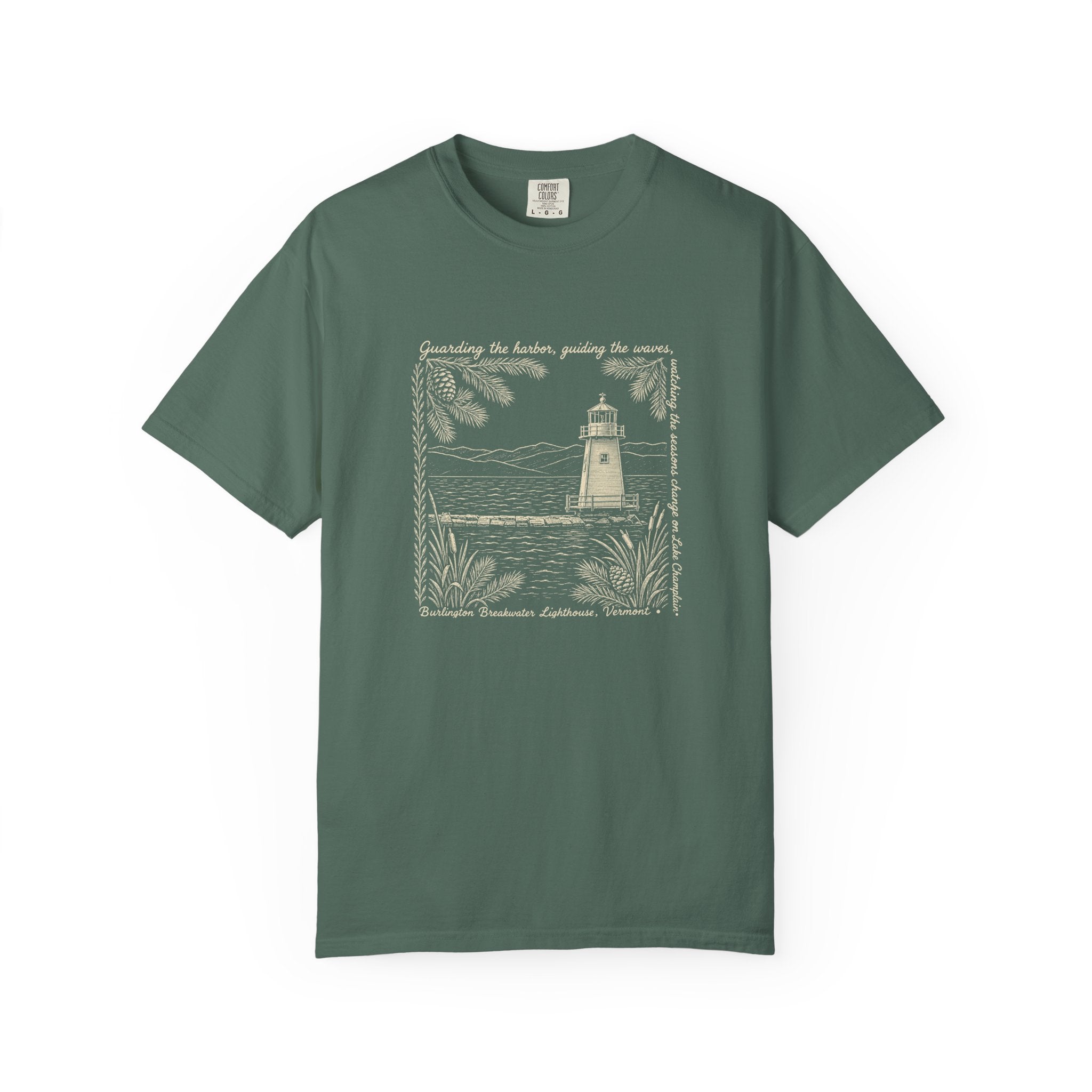 Lighthouse Lake Champlain Graphic T-Shirt — 'Guarding the Harbor' Nautical Tee