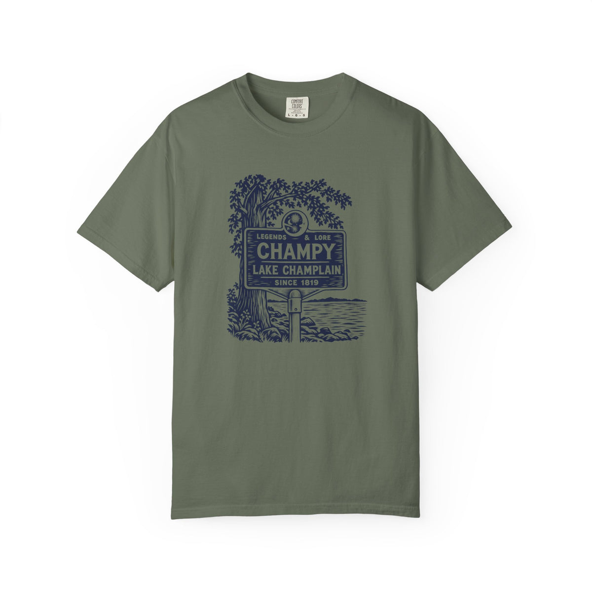 Lake Champlain "Champy" Tee — Vintage Mermaid/Nessie Sign Graphic T-Shirt