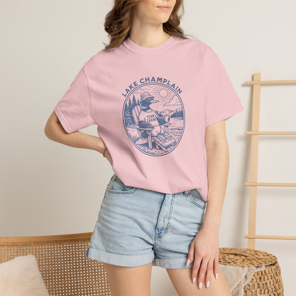 Lake Champlain T-Shirt | Vermont Loon Graphic Tee | Team Champ Comfort Colors Shirt | Lake House Gif