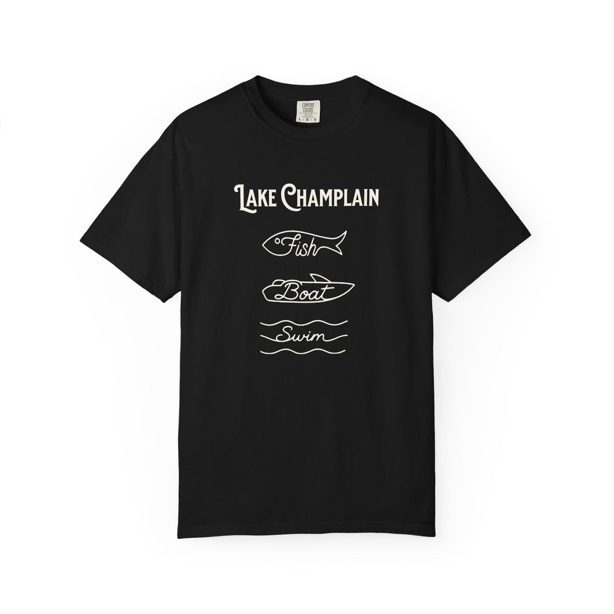 Lake Champlain Vermont "Fish • Boat • Swim" T-Shirt