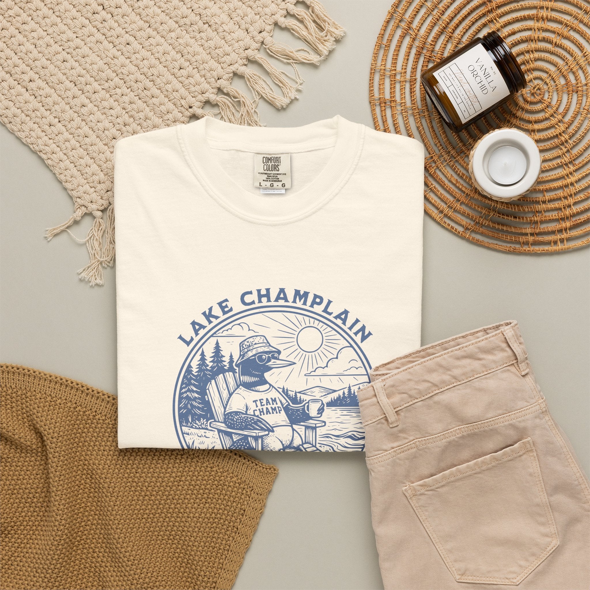 Lake Champlain T-Shirt | Vermont Loon Graphic Tee | Team Champ Comfort Colors Shirt | Lake House Gif