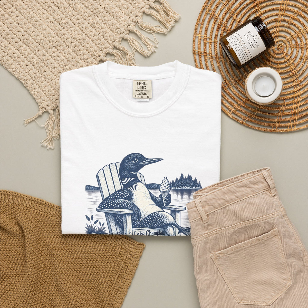 Lake Champlain Lakefront Loon Graphic T-Shirt