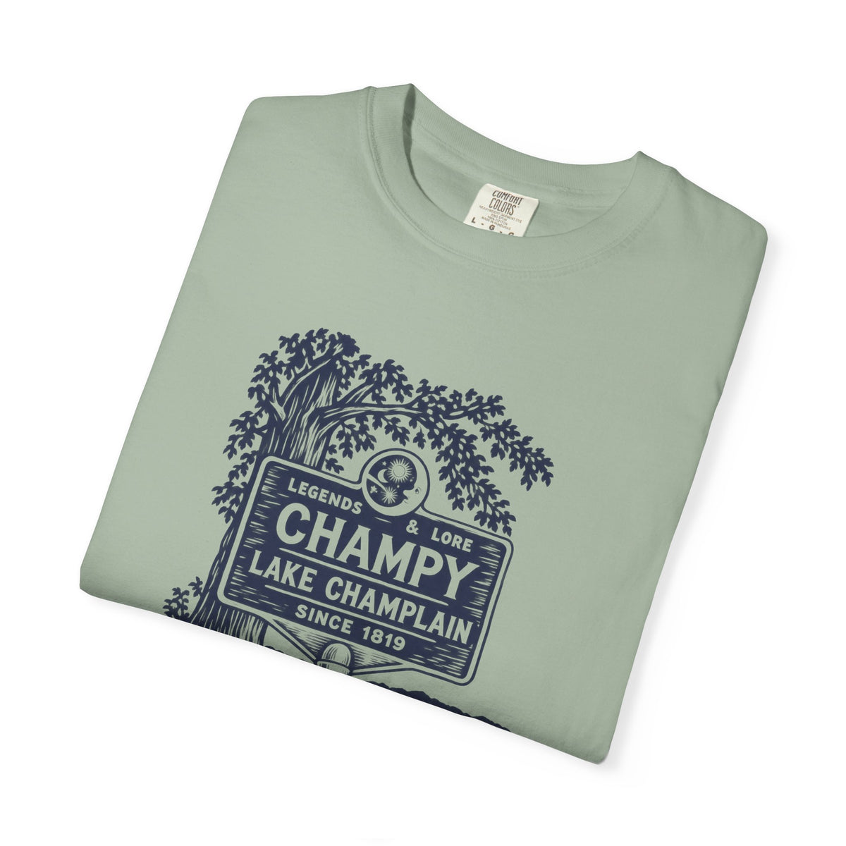 Lake Champlain "Champy" Tee — Vintage Mermaid/Nessie Sign Graphic T-Shirt