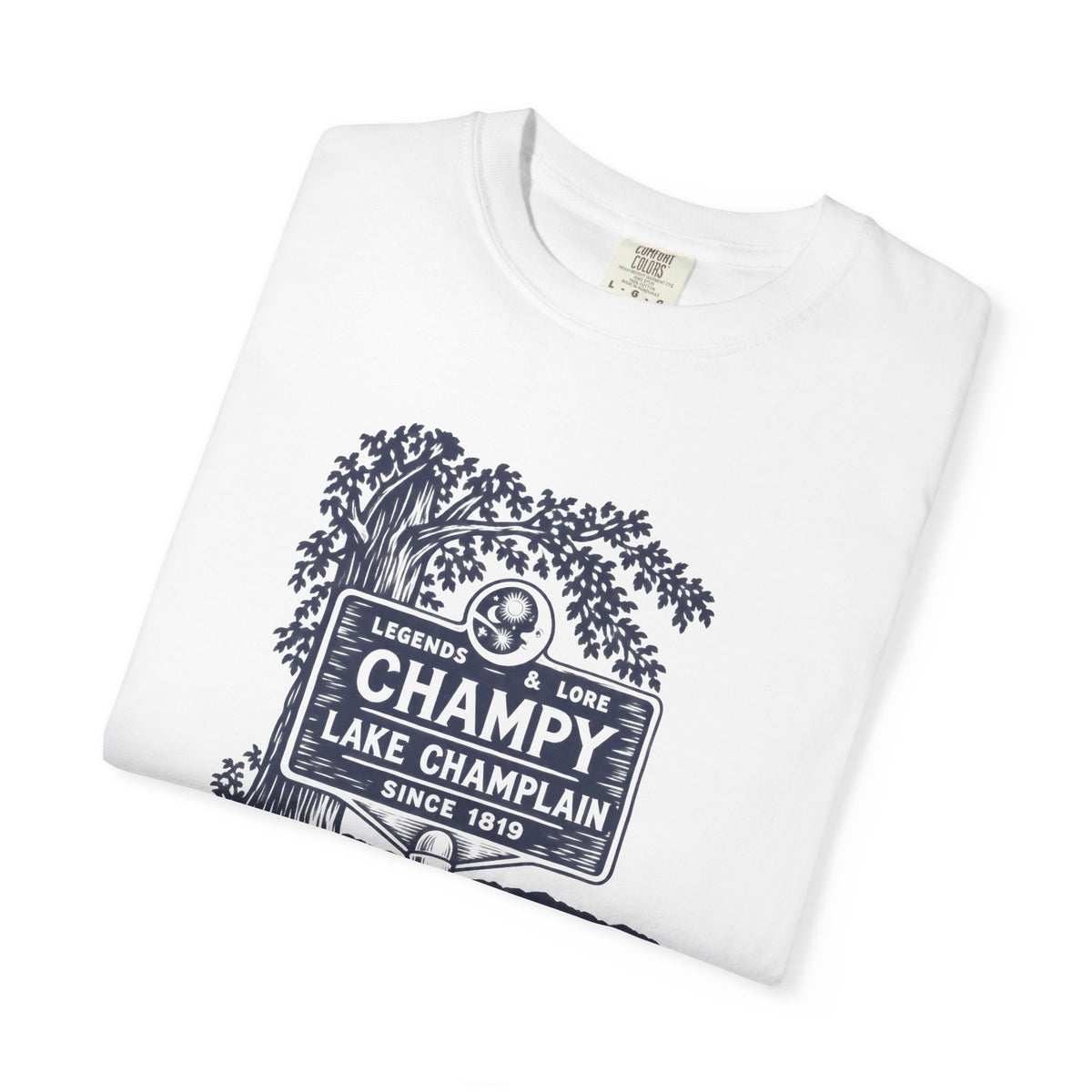 Lake Champlain "Champy" Tee — Vintage Mermaid/Nessie Sign Graphic T-Shirt