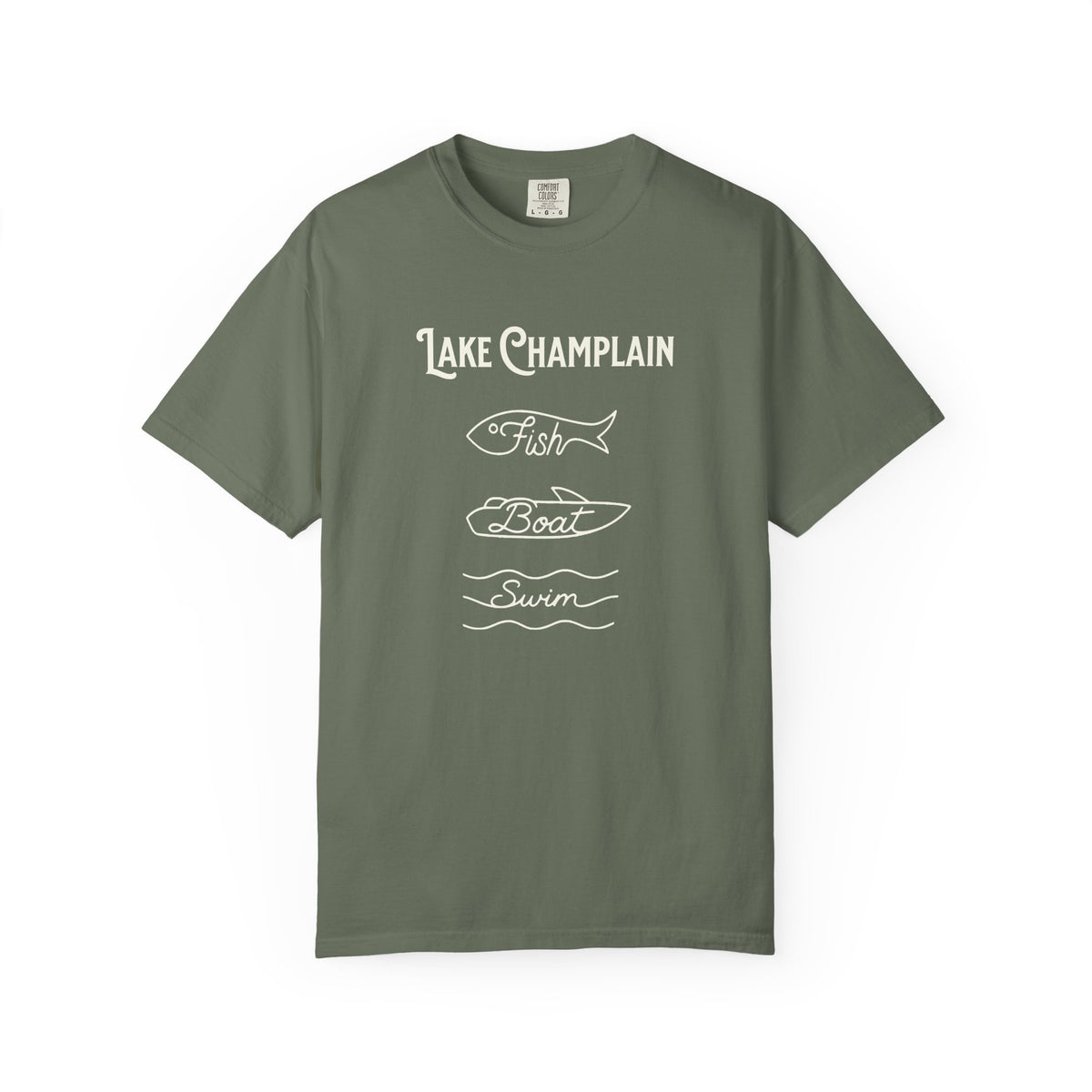 Lake Champlain Vermont "Fish • Boat • Swim" T-Shirt