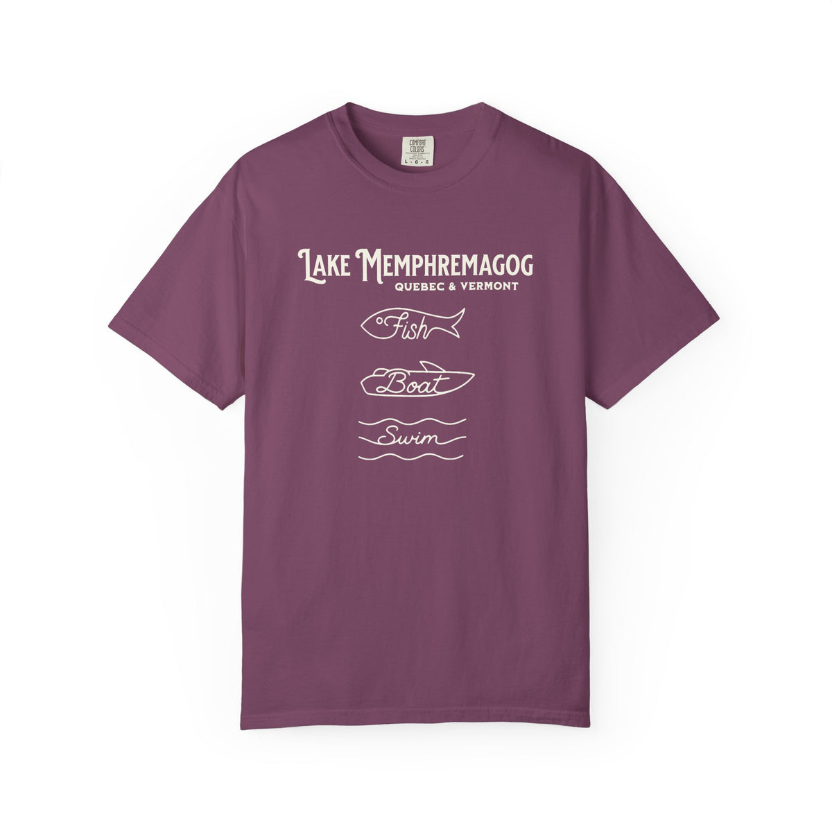 Lake Memphremagog Vermont "Fish • Boat • Swim" T-Shirt