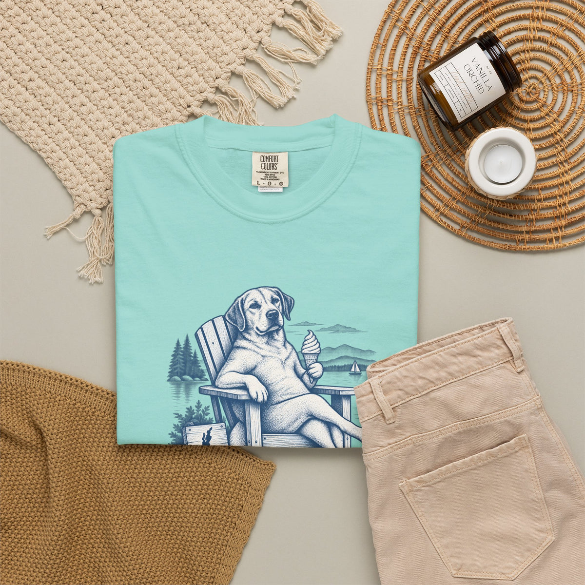 Relaxed Dog Chair T-Shirt — Vintage Coastal Graphic Tee