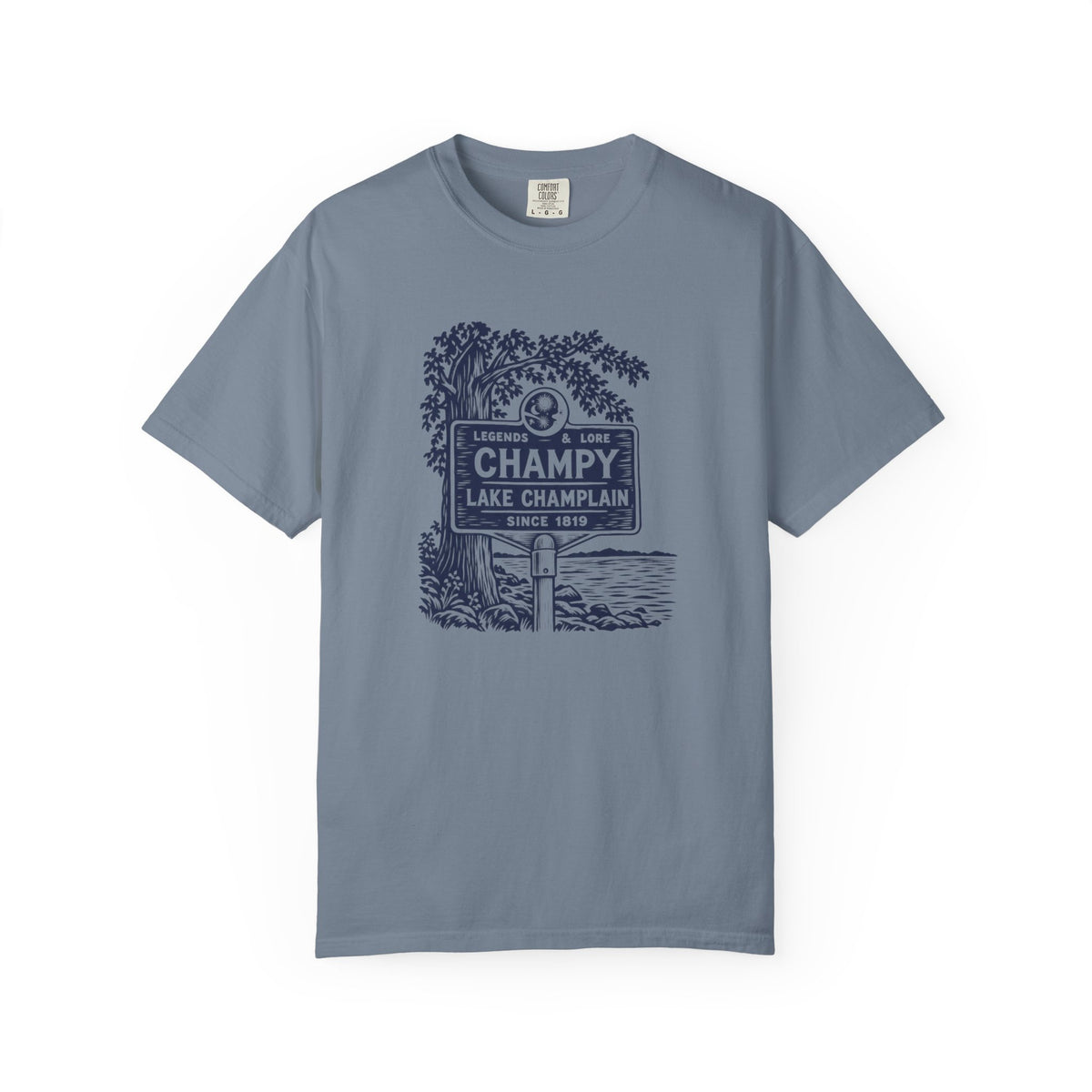 Lake Champlain "Champy" Tee — Vintage Mermaid/Nessie Sign Graphic T-Shirt