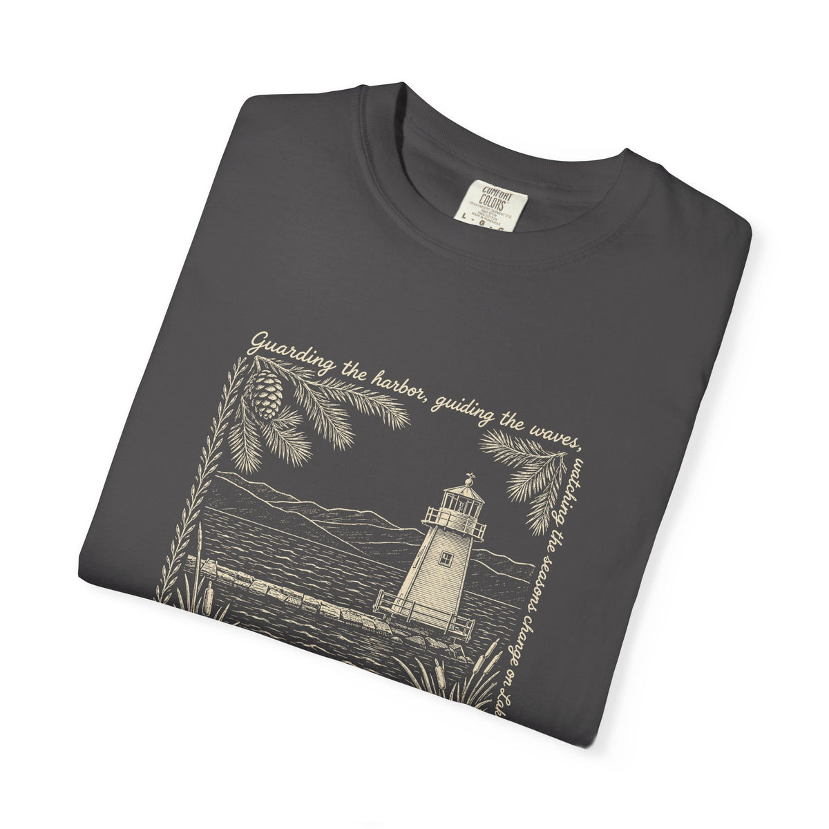 Lighthouse Lake Champlain Graphic T-Shirt — 'Guarding the Harbor' Nautical Tee