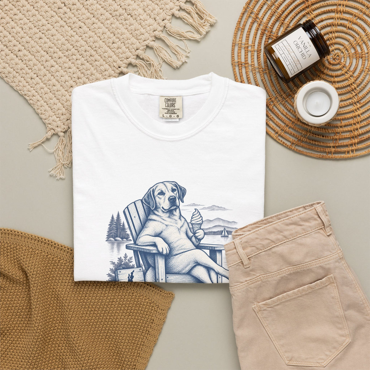 Relaxed Dog Chair T-Shirt — Vintage Coastal Graphic Tee