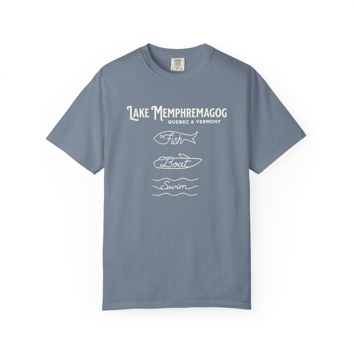 Lake Memphremagog Vermont "Fish • Boat • Swim" T-Shirt
